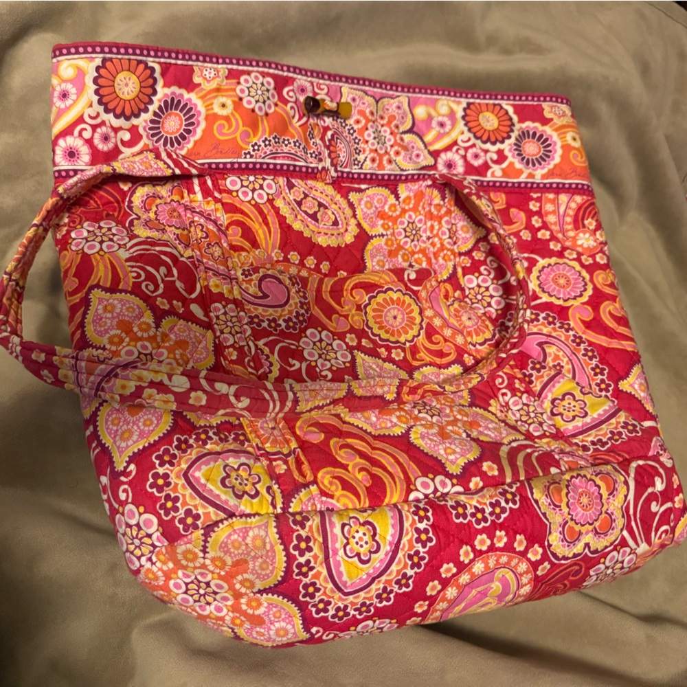 Lot of Two Vera Bradley Vibrant Paisley Tote and Purse Bag Set Pink - Picture 2 of 14